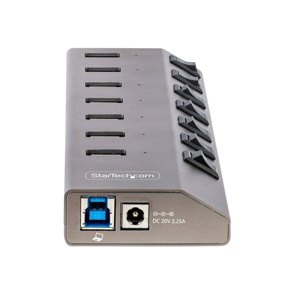 Produktbild för StarTech.com 7-Port Self-Powered USB-C Hub with Individual On/Off Switches, USB 3.0 5Gbps Expansion Hub w/Power Supply, Desktop/Laptop USB-C to USB-A Hub, 7x BC 1.2 (1.5A), USB Type C Hub - USB-C/A Host Cables (5G7AIBS-USB-HUB-EU) - hubb - 7 portar
