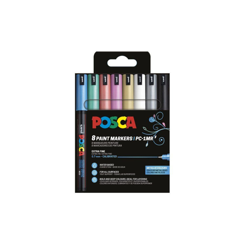 Produktbild för POSCA PC-1MR 8 st (6x metallicfärger + svart & vit)