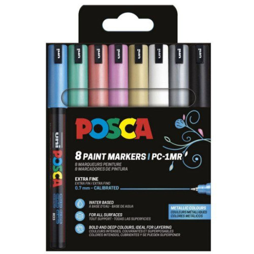 POSCA POSCA PC-1MR 8 st (6x metallicfärger + svart & vit)
