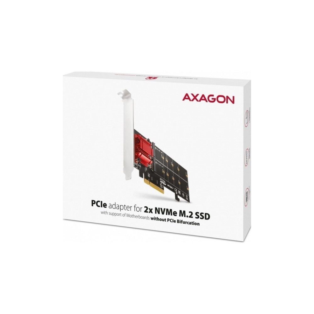 Produktbild för Axagon PCEM2-ND, PCIe, M.2, Hankoppling, Fullhöjd/låg profil...