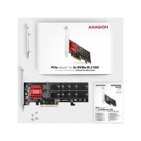 Produktbild för Axagon PCEM2-ND, PCIe, M.2, Hankoppling, Fullhöjd/låg profil...