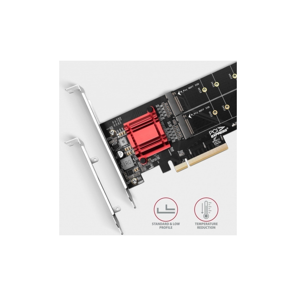 Produktbild för Axagon PCEM2-ND, PCIe, M.2, Hankoppling, Fullhöjd/låg profil...