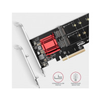 Produktbild för Axagon PCEM2-ND, PCIe, M.2, Hankoppling, Fullhöjd/låg profil...