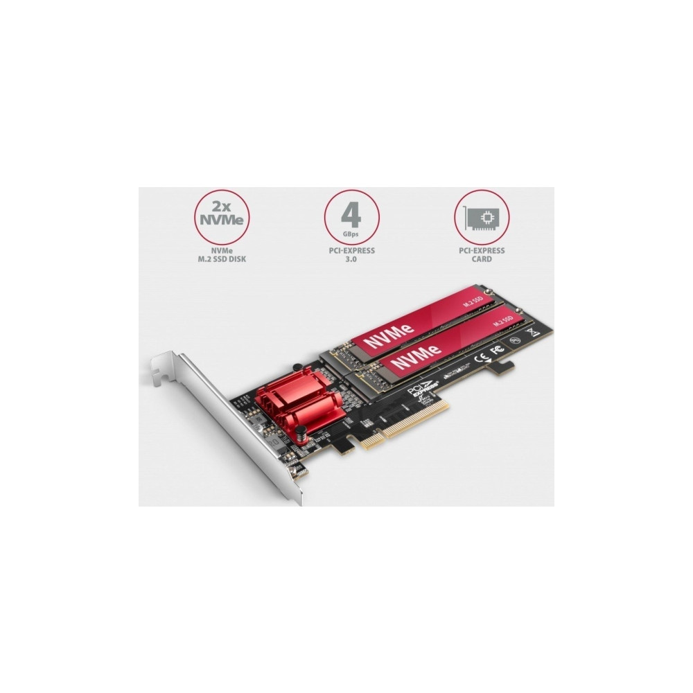 Produktbild för Axagon PCEM2-ND, PCIe, M.2, Hankoppling, Fullhöjd/låg profil...