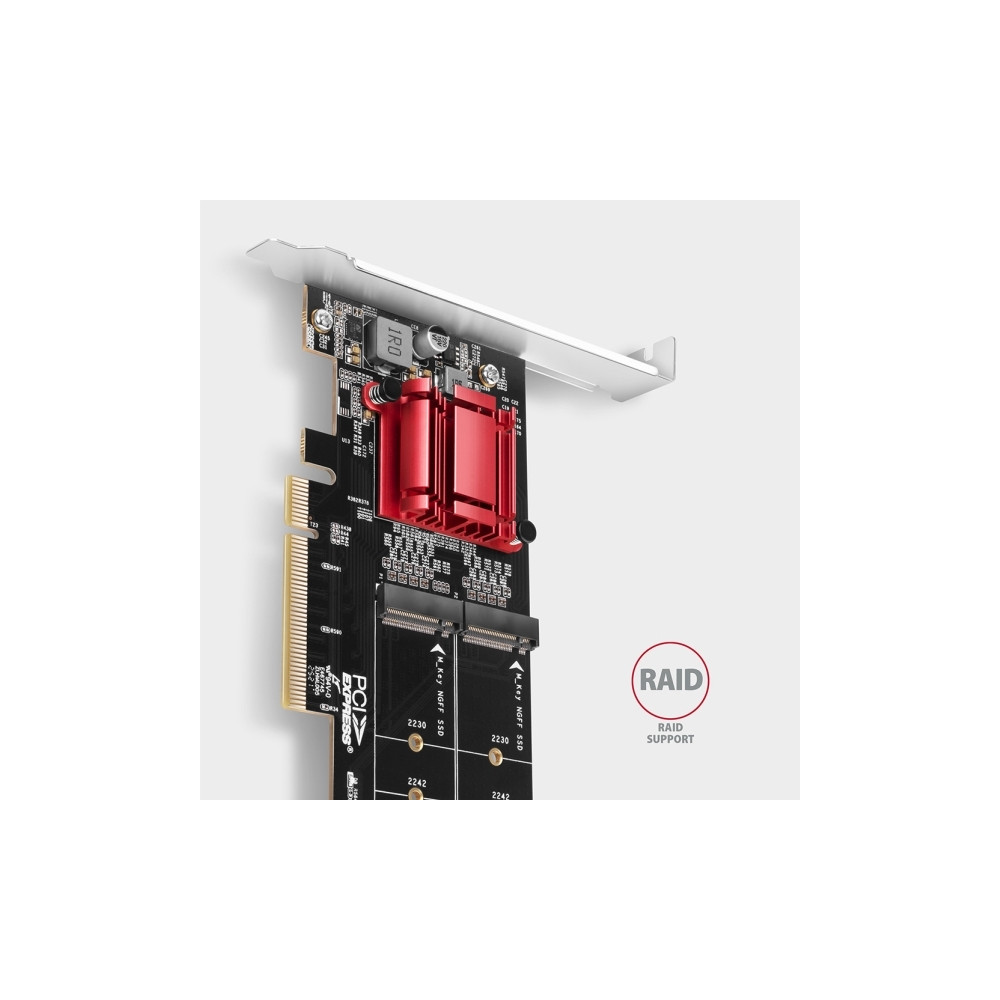 Produktbild för Axagon PCEM2-ND, PCIe, M.2, Hankoppling, Fullhöjd/låg profil...