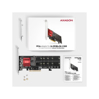 Produktbild för Axagon PCEM2-ND, PCIe, M.2, Hankoppling, Fullhöjd/låg profil...