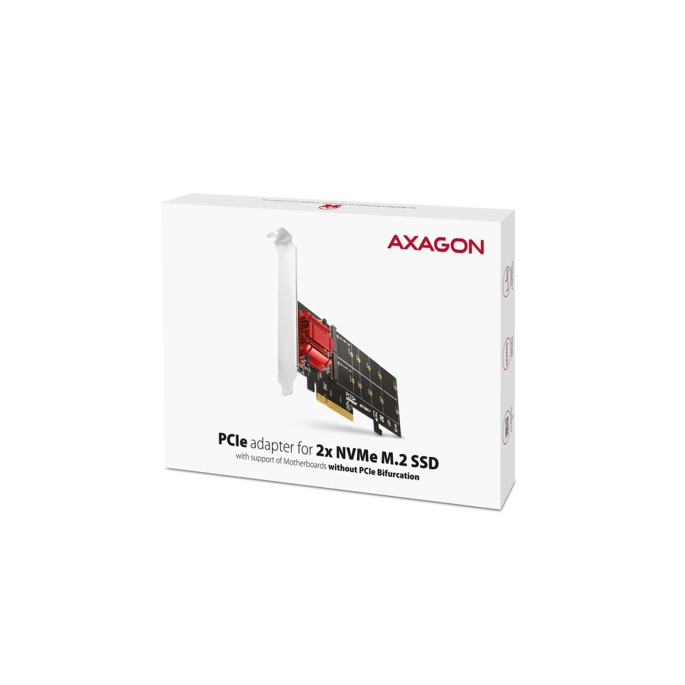 Produktbild för Axagon PCEM2-ND, PCIe, M.2, Hankoppling, Fullhöjd/låg profil...