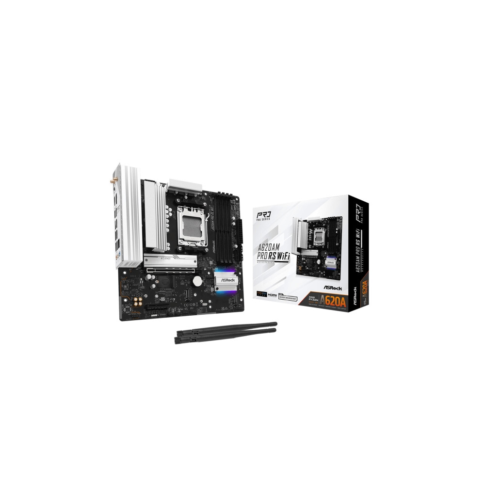 Produktbild för ASRock A620AM PRO RS WIFI - moderkort - micro ATX - Socket AM5 - AMD A620A