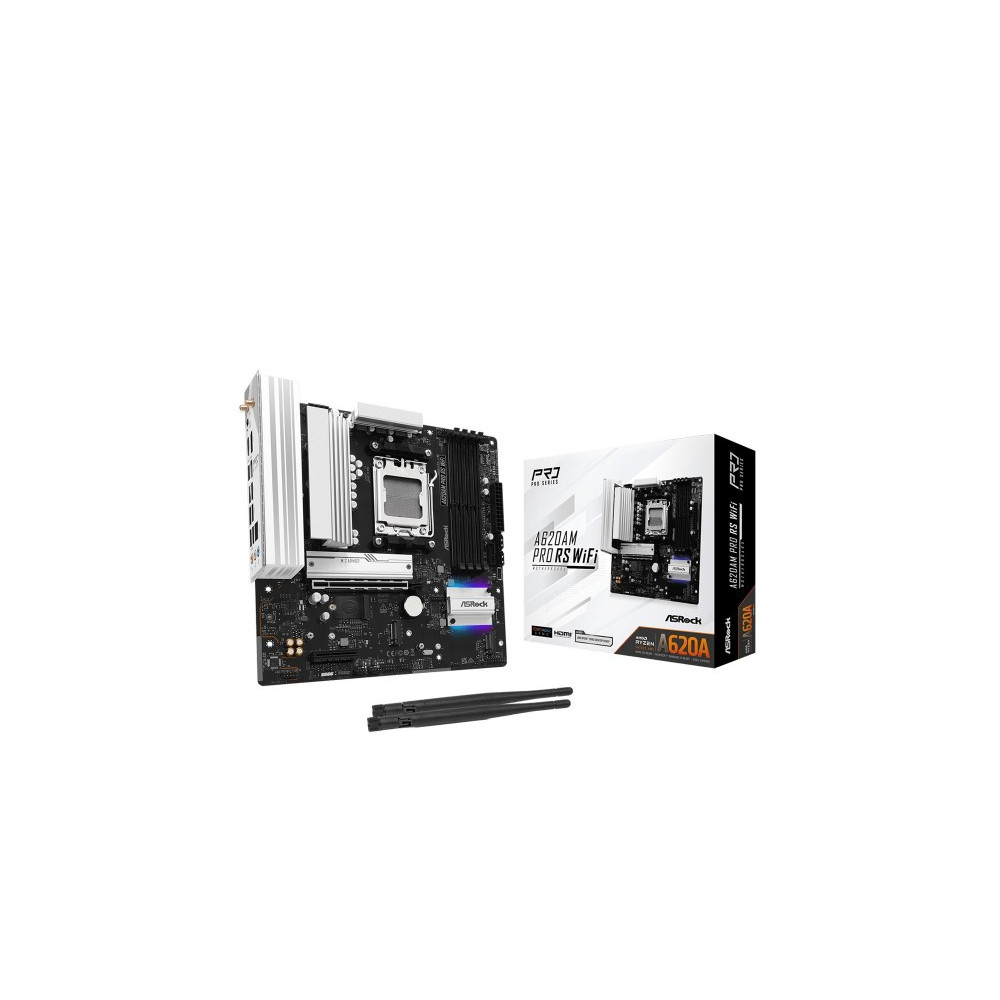 Produktbild för ASRock A620AM PRO RS WIFI - moderkort - micro ATX - Socket AM5 - AMD A620A