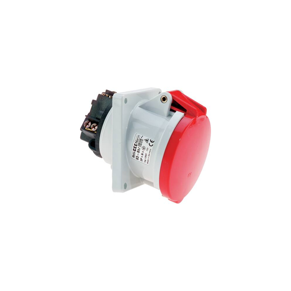 Produktbild för BALS CEE vägguttag H6 400V 63A 5-polig röd infälld sned 114x...