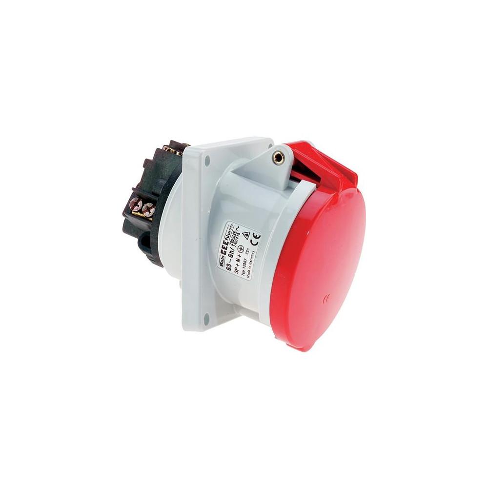 Produktbild för BALS CEE vägguttag H6 400V 63A 5-polig röd infälld sned 114x...