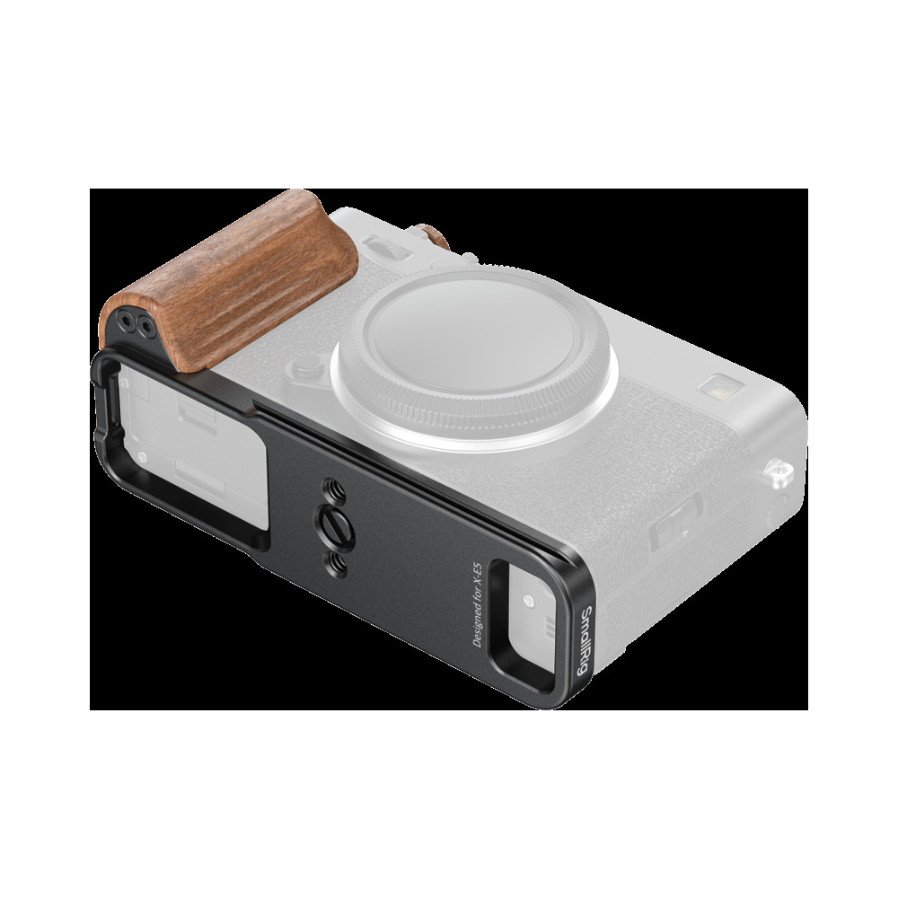 Produktbild för SmallRig 5985 L-Shaped Mount Plate with Wooden Handle for FUJIFILM X-E5 (Rosewood, Black)