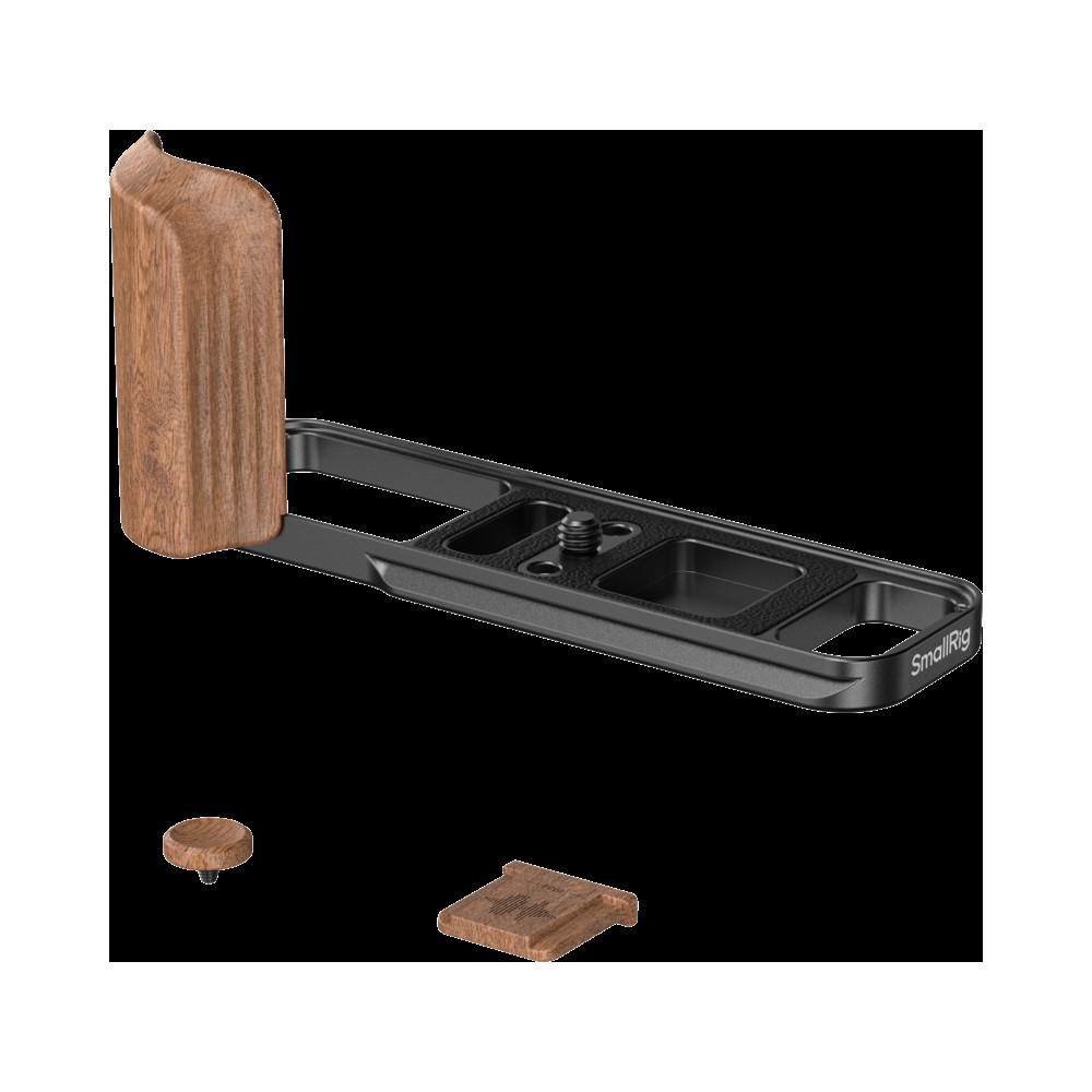 Produktbild för SmallRig 5985 L-Shaped Mount Plate with Wooden Handle for FUJIFILM X-E5 (Rosewood, Black)