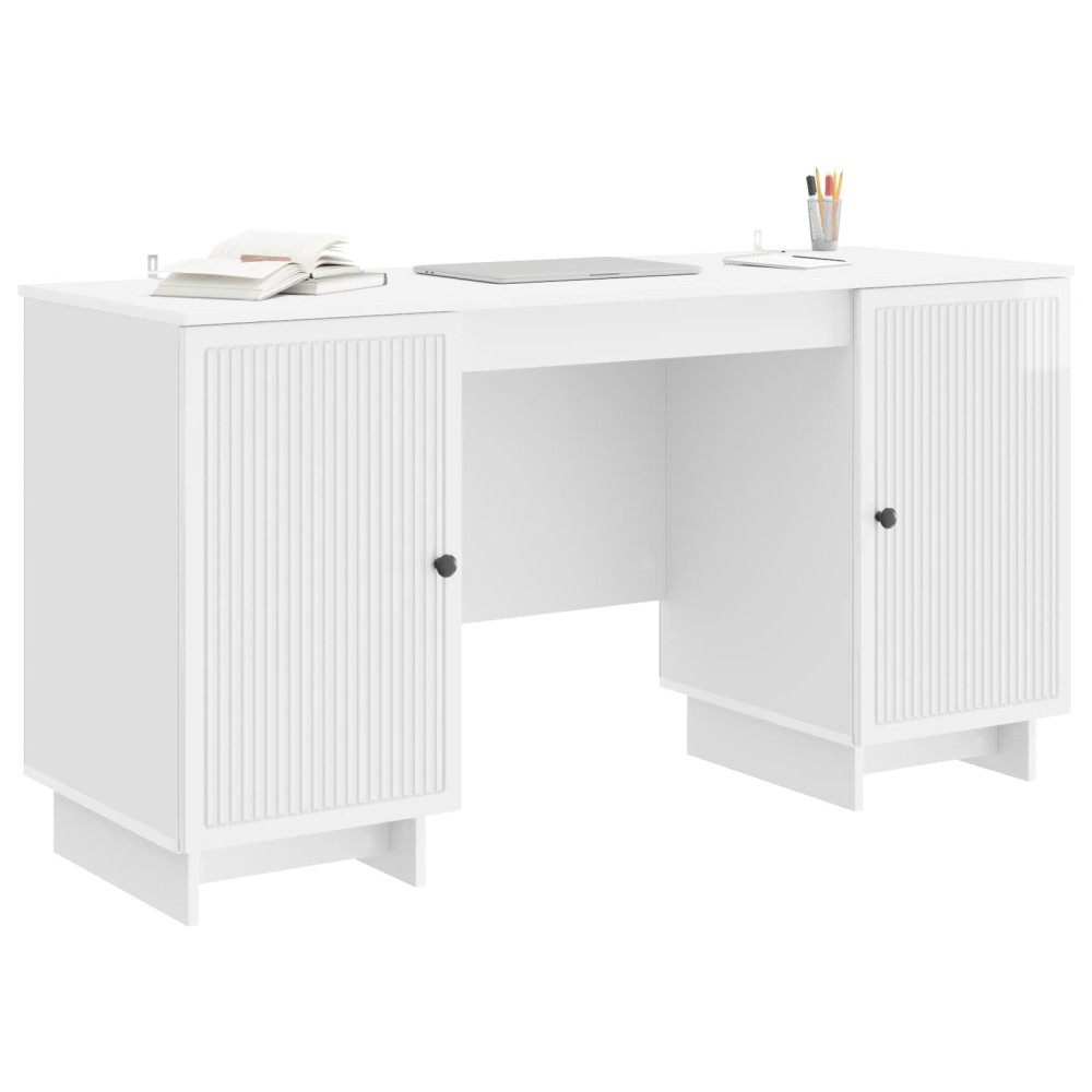 Produktbild för Skrivbord Vit högglans Konstruerat trä 142,5 x 50 x 75 cm