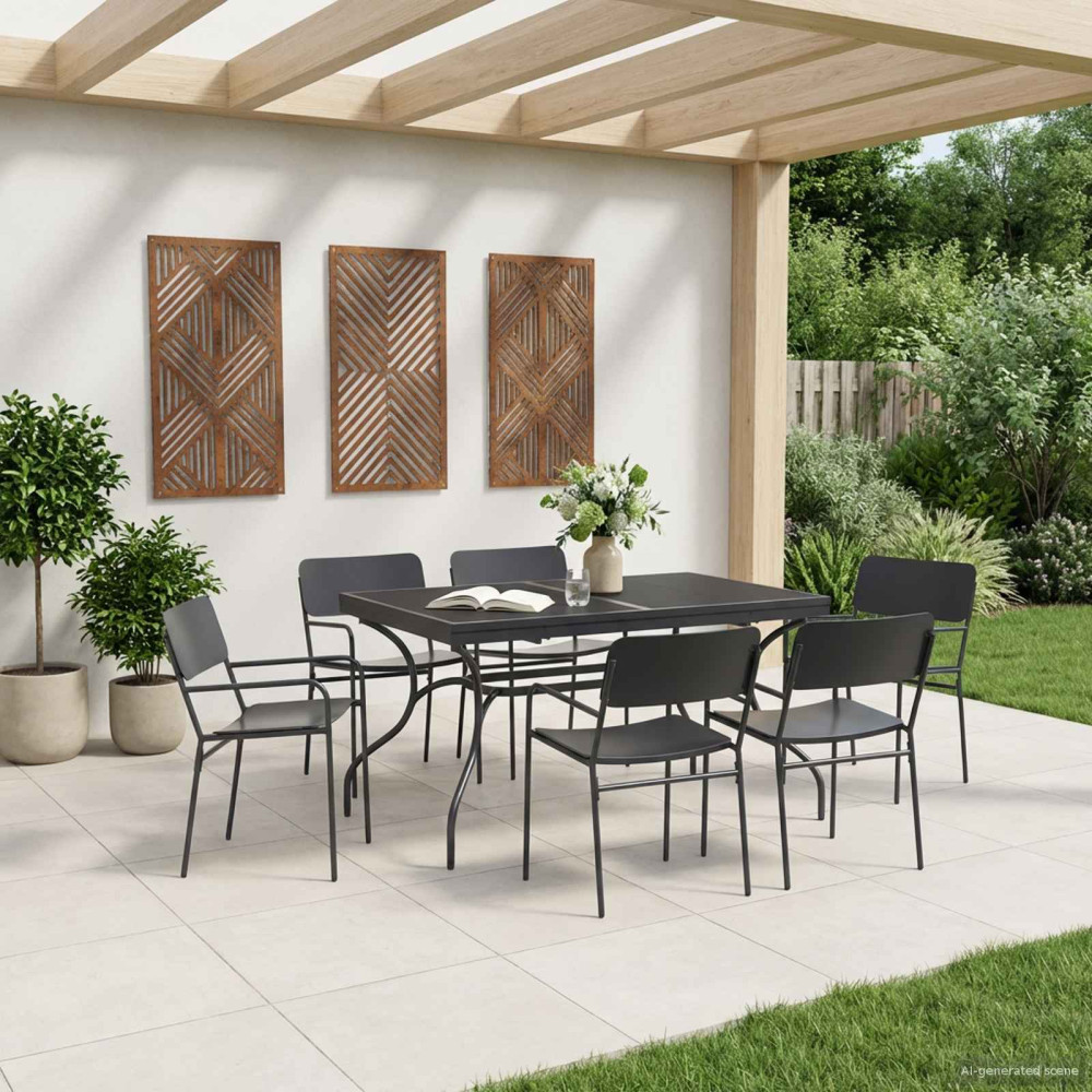 Produktbild för Utbyggbart Mesh Matbord Antracit 212 x 90 x 76 cm Stål