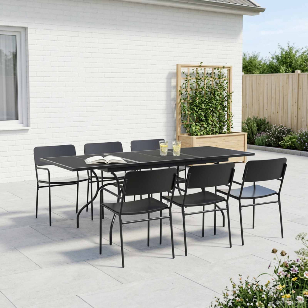 Produktbild för Utbyggbart Mesh Matbord Antracit 212 x 90 x 76 cm Stål