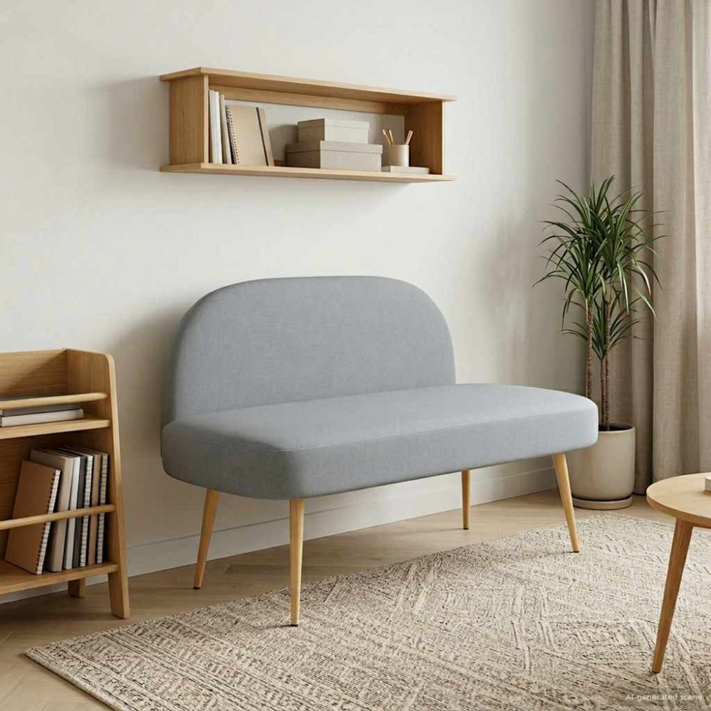 Produktbild för Klädd bänk med ryggstöd Ljusgrå 110 x 60 x 76 cm Polyester
