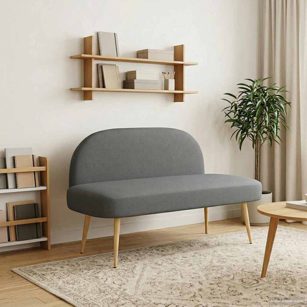 Produktbild för Klädd bänk med ryggstöd Mörkgrå 110 x 60 x 76 cm Polyester