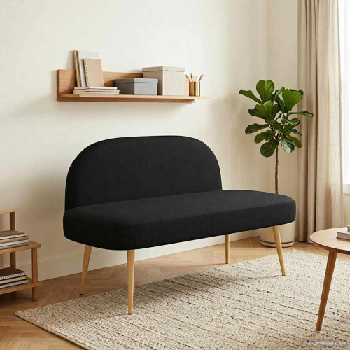 vidaXL Klädd bänk med ryggstöd Svart 110 x 60 x 76 cm Polyester