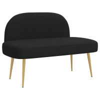 Produktbild för Klädd bänk med ryggstöd Svart 110 x 60 x 76 cm Polyester
