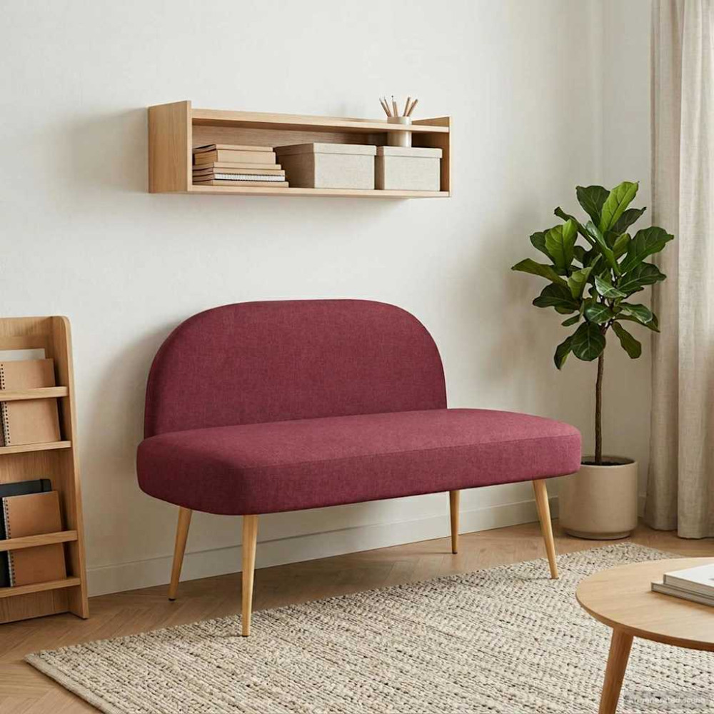 Produktbild för Klädd bänk med ryggstöd Vinröd 110 x 60 x 76 cm Polyester