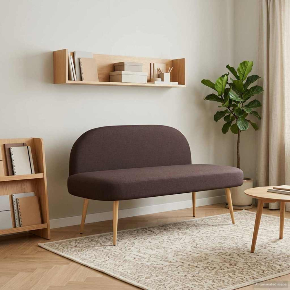 Produktbild för Klädd bänk med ryggstöd Mörkbrun 110 x 60 x 76 cm Polyester