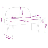 Produktbild för Klädd bänk med ryggstöd Mörkbrun 110 x 60 x 76 cm Polyester