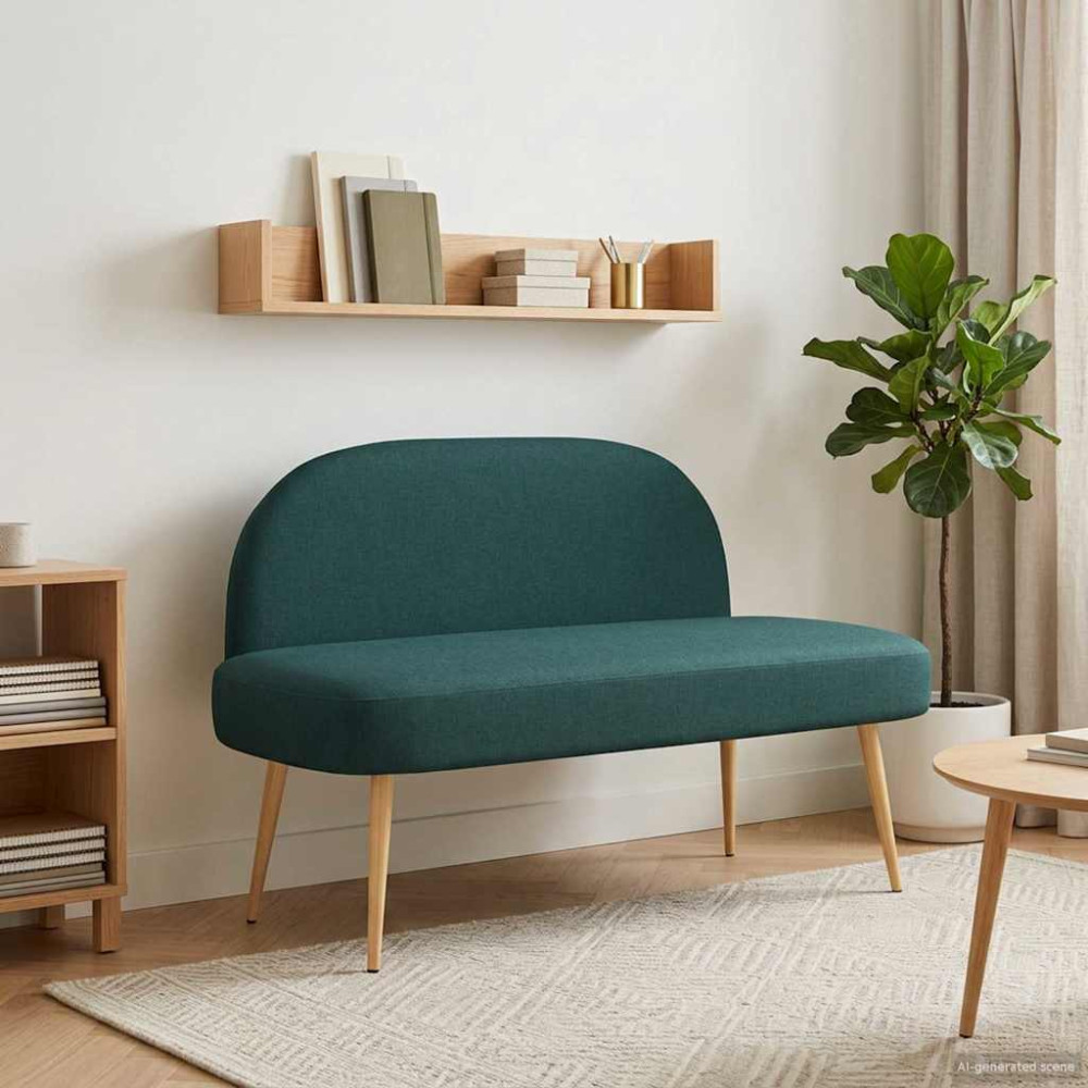 Produktbild för Klädd bänk med ryggstöd Mörkgrön 110 x 60 x 76 cm Polyester