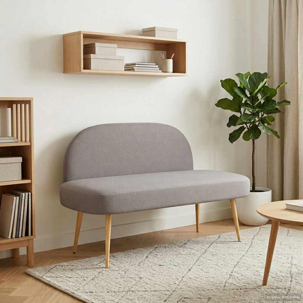 Produktbild för Klädd bänk med ryggstöd Taupe 110 x 60 x 76 cm Polyester