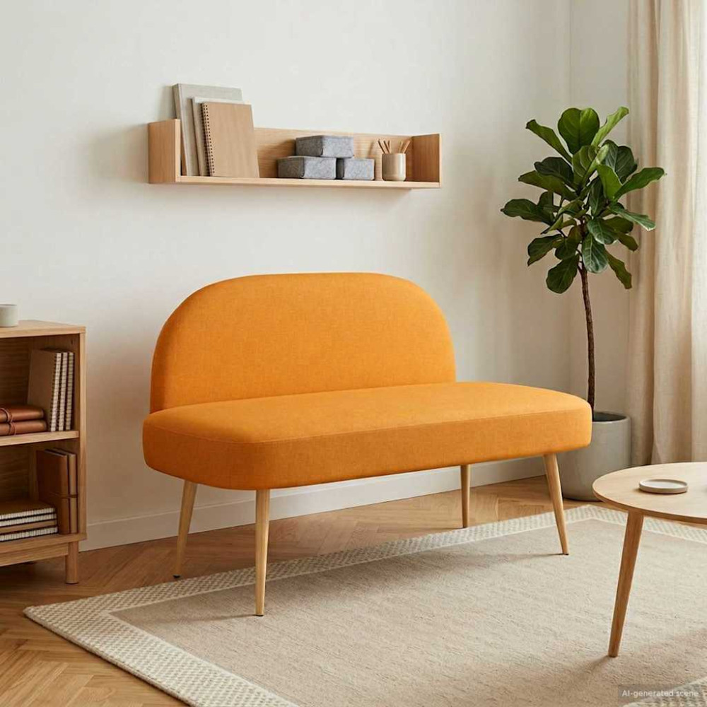 Produktbild för Klädd bänk med ryggstöd Mörk gul 110 x 60 x 76 cm Polyester