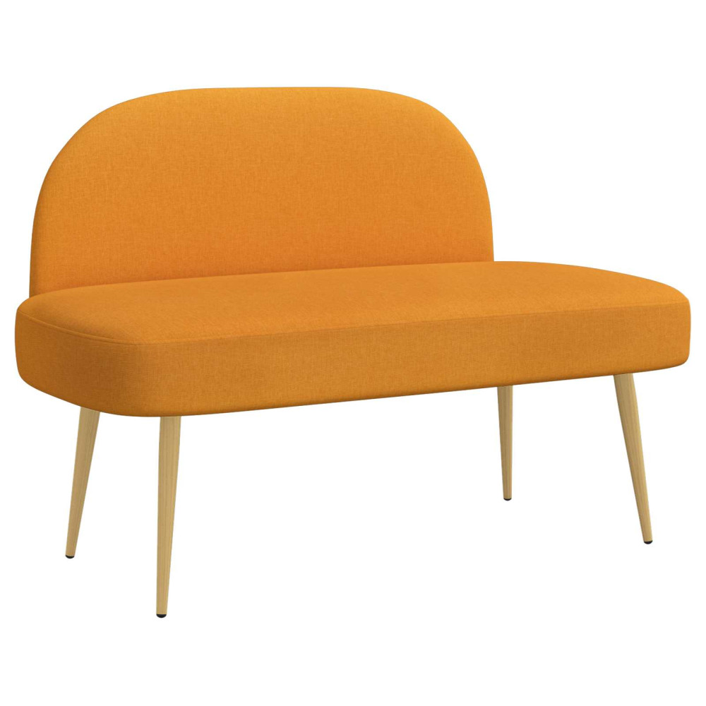 Produktbild för Klädd bänk med ryggstöd Mörk gul 110 x 60 x 76 cm Polyester