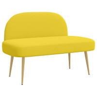 Produktbild för Klädd bänk med ryggstöd Ljusgul 110 x 60 x 76 cm Polyester