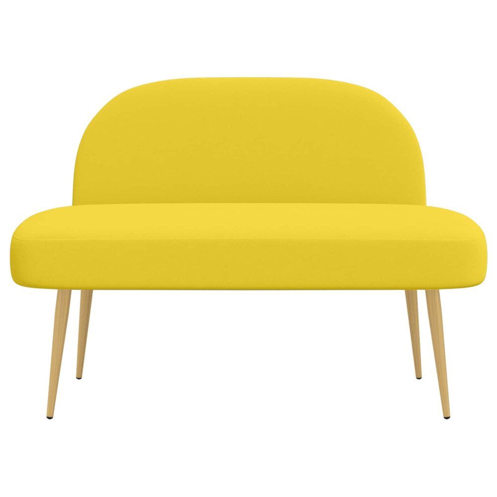 Produktbild för Klädd bänk med ryggstöd Ljusgul 110 x 60 x 76 cm Polyester