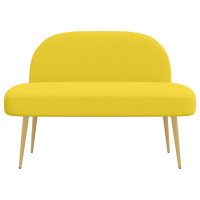 Produktbild för Klädd bänk med ryggstöd Ljusgul 110 x 60 x 76 cm Polyester