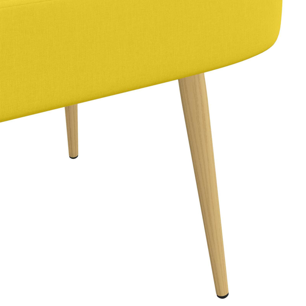 Produktbild för Klädd bänk med ryggstöd Ljusgul 110 x 60 x 76 cm Polyester