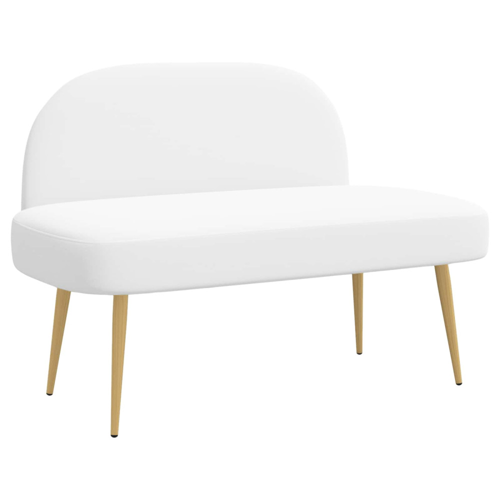 Produktbild för Klädd bänk med ryggstöd Vit 110 x 60 x 76 cm Polyester
