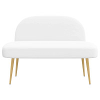 Produktbild för Klädd bänk med ryggstöd Vit 110 x 60 x 76 cm Polyester