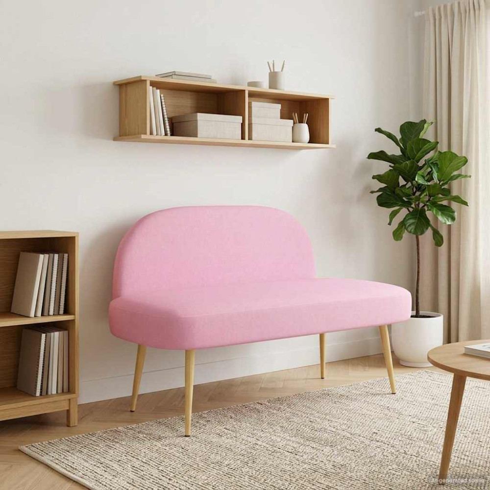Produktbild för Klädd bänk med ryggstöd Rosa 110 x 60 x 76 cm Polyester
