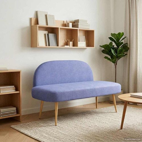 vidaXL Klädd bänk med ryggstöd Jeansblå 110 x 60 x 76 cm Polyester