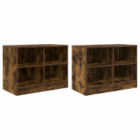 Produktbild för Sängskåp 2 pcs Rökt ek 66 x 33 x 48 cm Konstruerat trä