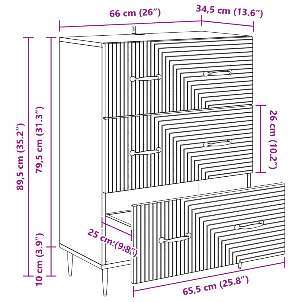 Produktbild för Lådans skåp Betonggrå 66 x 34,5 x 89,5 cm Konstruerat trä