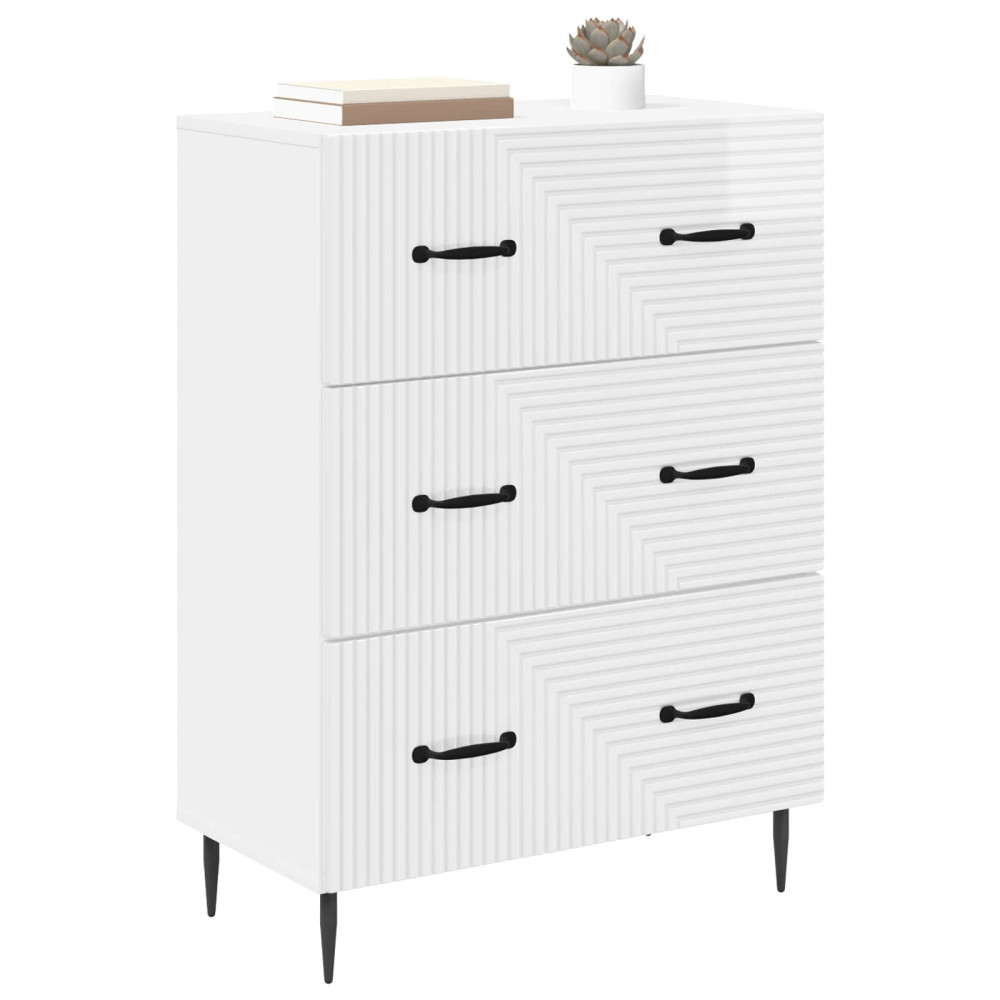 Produktbild för Lådans skåp Vit högglans 66 x 34,5 x 89,5 cm Konstruerat trä
