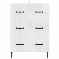 Produktbild för Lådans skåp Vit högglans 66 x 34,5 x 89,5 cm Konstruerat trä