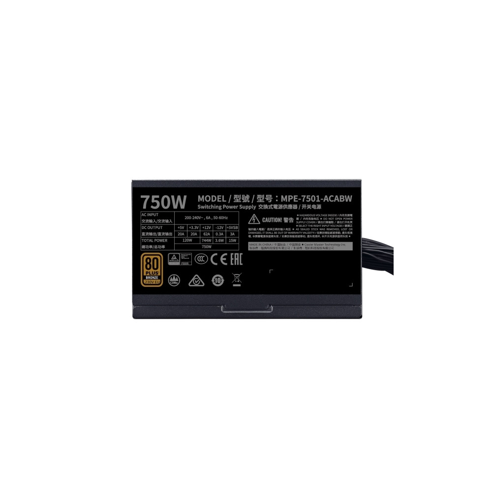 Produktbild för Cooler Master MWE Bronze V2 750 - nätaggregat - 750 watt