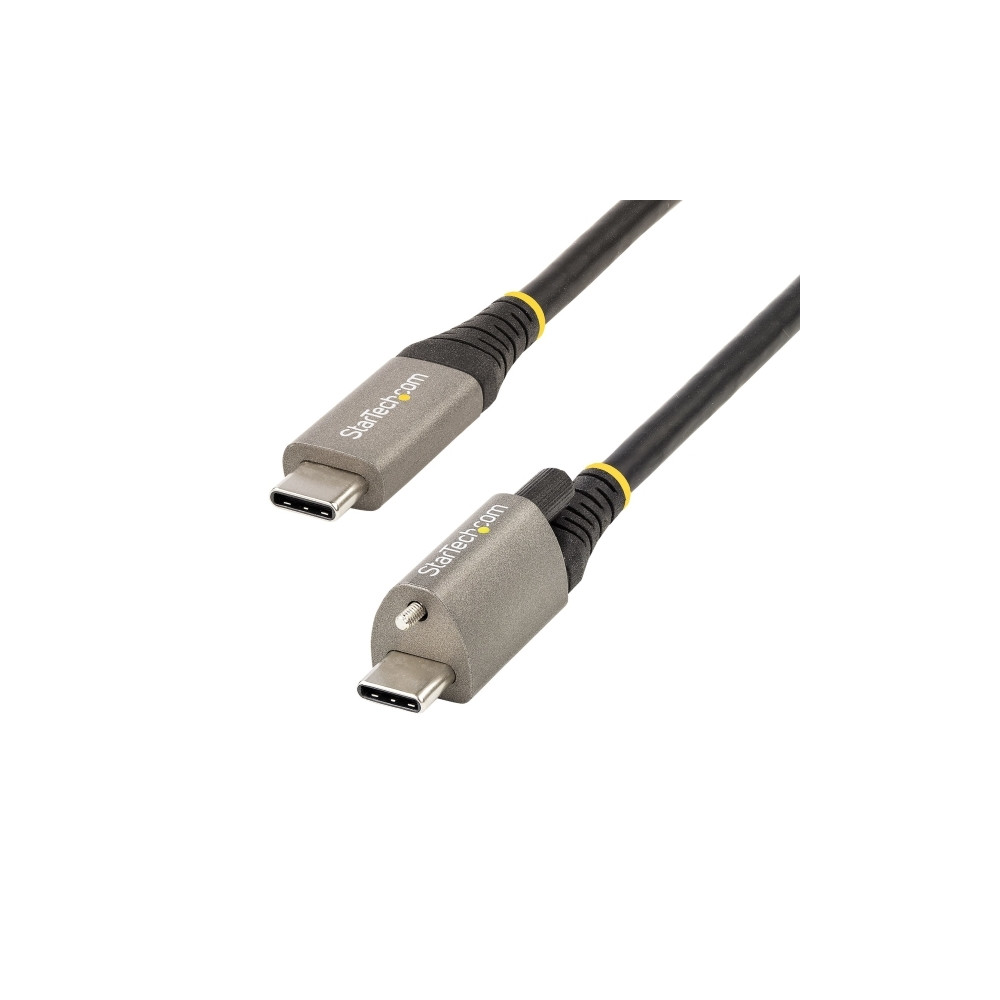 Produktbild för StarTech 50 cm toppskruvlåsande USB C-kabel 10 Gbit/s - USB 3.1/3.2 Gen 2 Type-C kabel - 100W (5A) Power Delivery-laddning, DP alt-läge - Enkel skruvlåsning - USB-C-kabel ladda/synkronisera - USB typ C-kabel - USB-C till USB-C - 50 cm