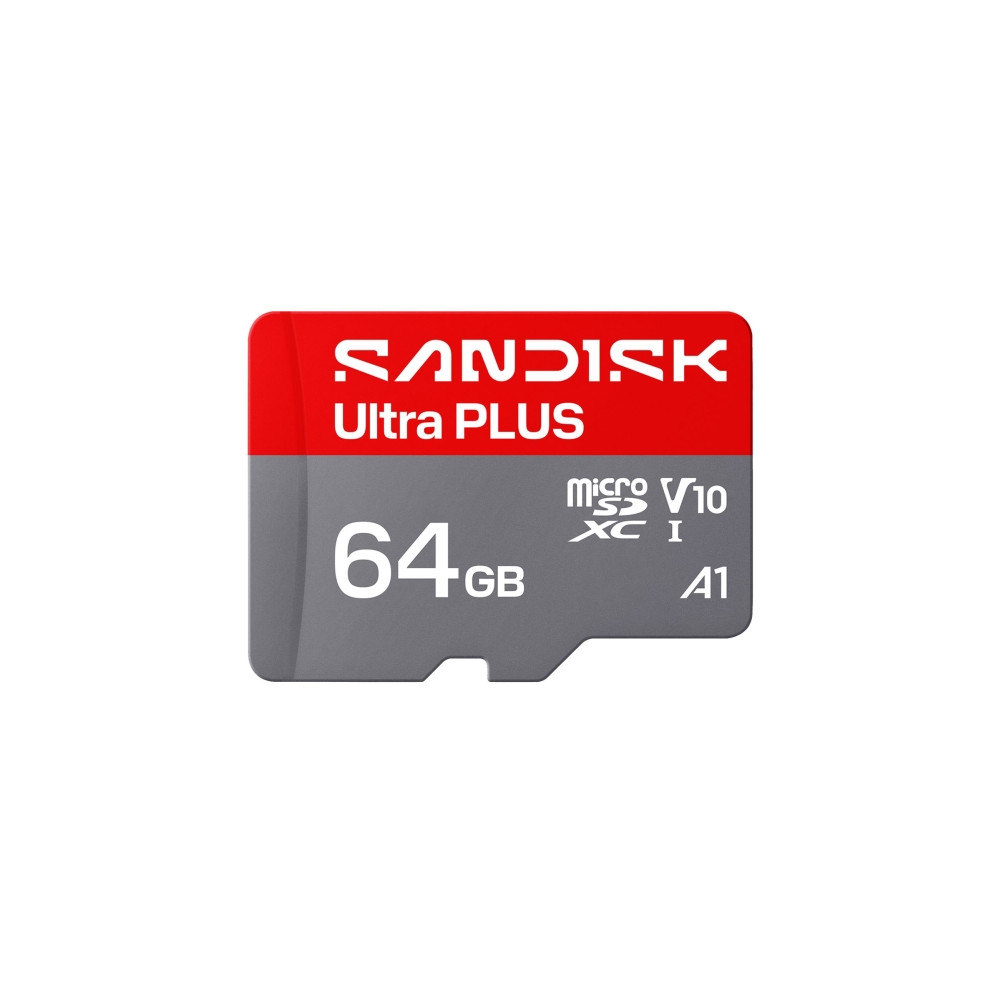 Produktbild för SanDisk Ultra PLUS - flash-minneskort - 64 GB - mikroSDXC UHS-I