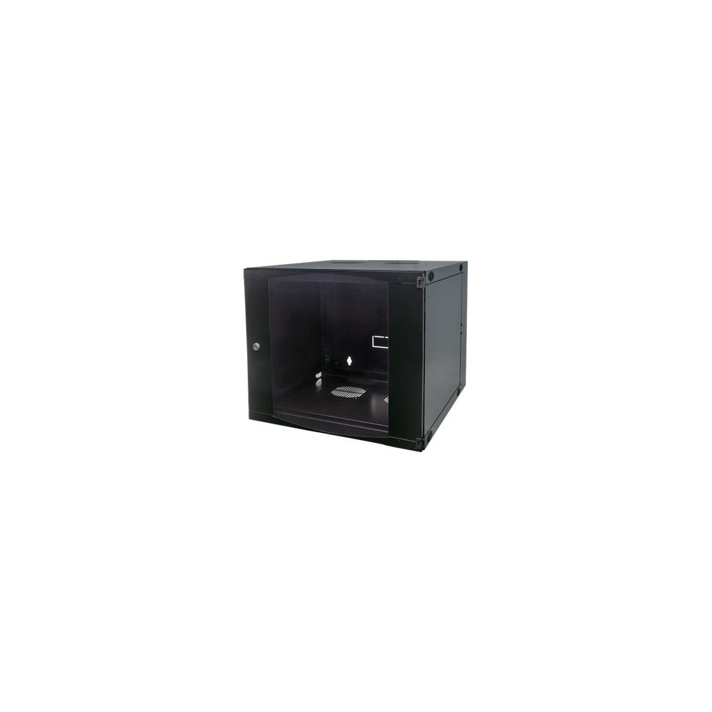 Produktbild för Intellinet Network Cabinet, Wall Mount (Double Section Hinged Swing Out), 12U, Usable Depth 385mm/Width 465mm, Black, Flatpack, Max 30kg, Swings out for access to back of cabinet when installed on wall, 19", Parts for wall install (eg screws/rawl plugs) n