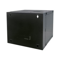 Produktbild för Intellinet Network Cabinet, Wall Mount (Double Section Hinged Swing Out), 12U, Usable Depth 385mm/Width 465mm, Black, Flatpack, Max 30kg, Swings out for access to back of cabinet when installed on wall, 19", Parts for wall install (eg screws/rawl plugs) n
