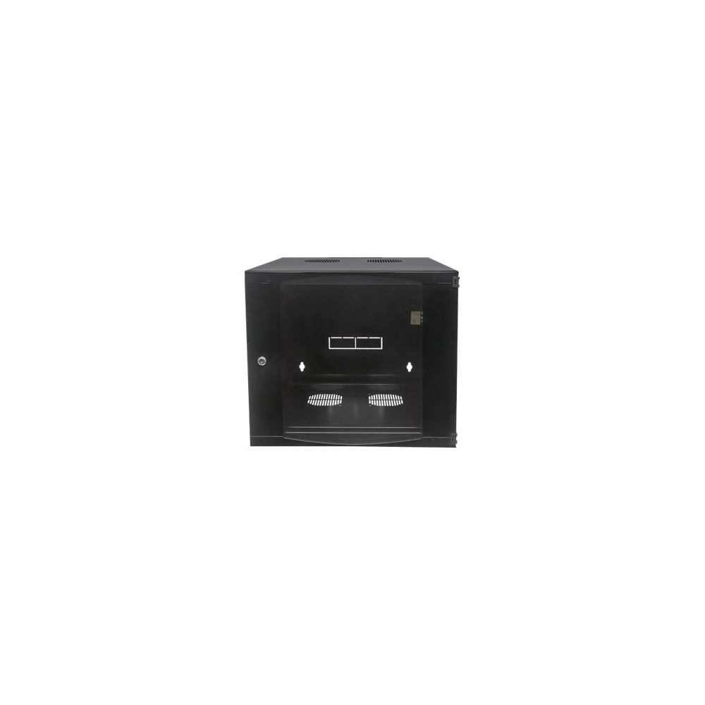 Produktbild för Intellinet Network Cabinet, Wall Mount (Double Section Hinged Swing Out), 12U, Usable Depth 385mm/Width 465mm, Black, Flatpack, Max 30kg, Swings out for access to back of cabinet when installed on wall, 19", Parts for wall install (eg screws/rawl plugs) n