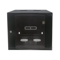 Produktbild för Intellinet Network Cabinet, Wall Mount (Double Section Hinged Swing Out), 12U, Usable Depth 385mm/Width 465mm, Black, Flatpack, Max 30kg, Swings out for access to back of cabinet when installed on wall, 19", Parts for wall install (eg screws/rawl plugs) n